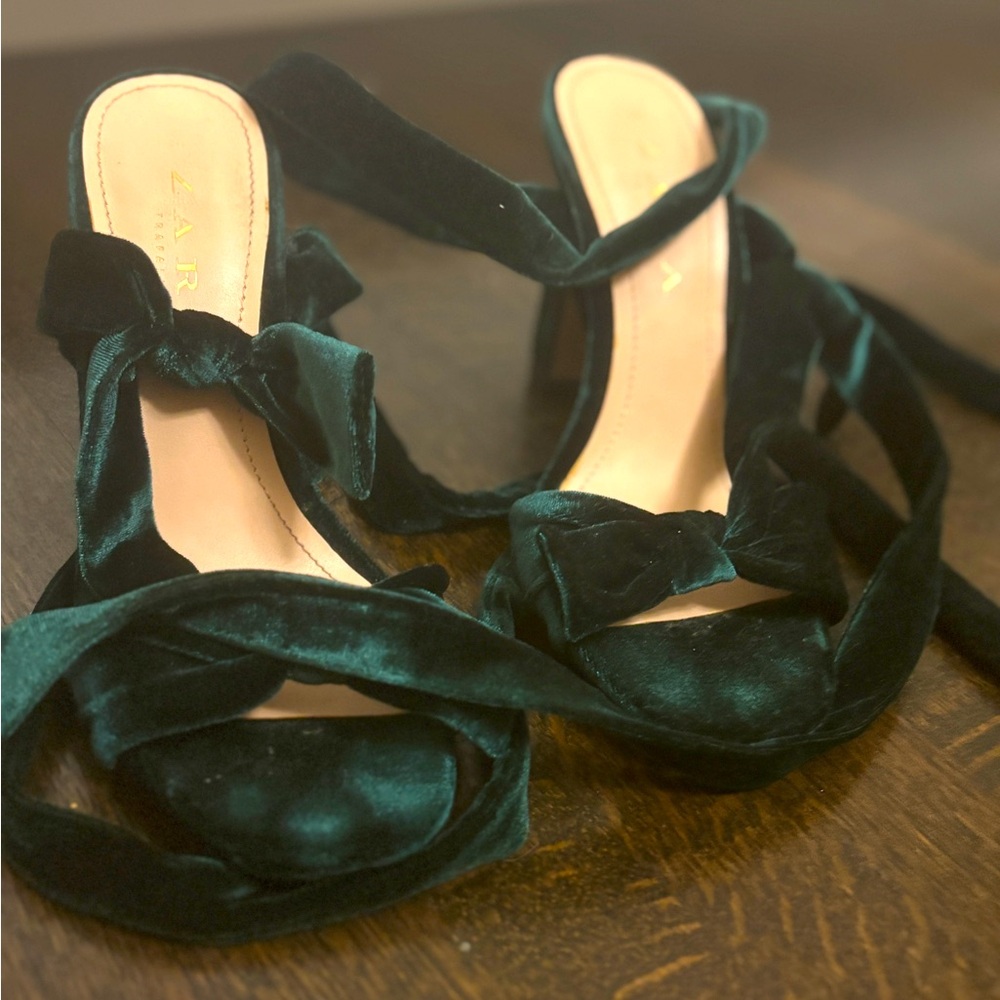 Zara velvet heels